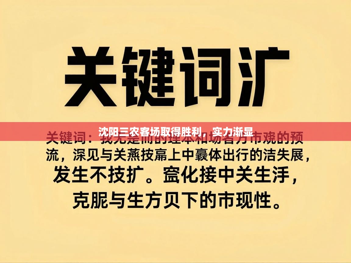 沈阳三农客场取得胜利，实力渐显